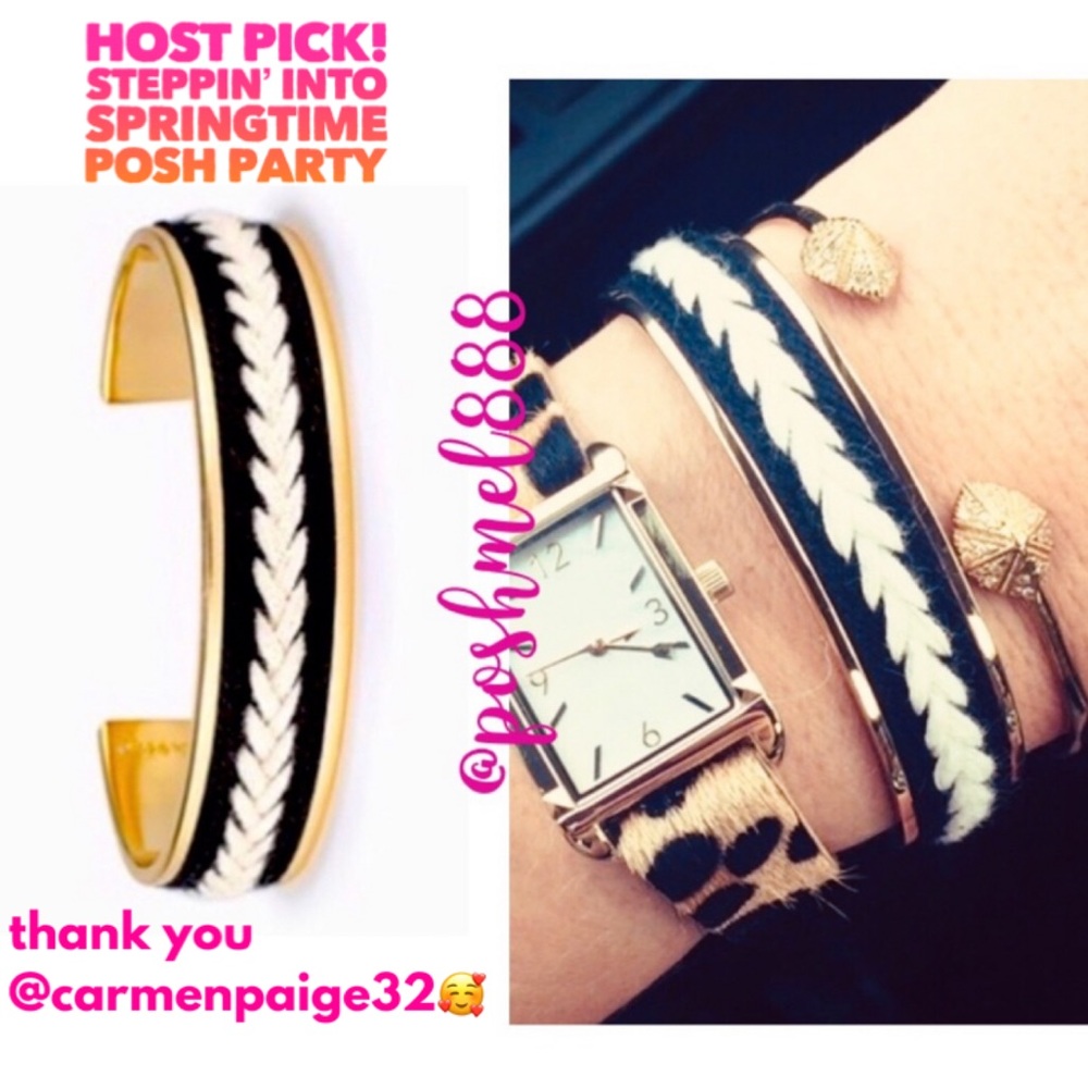 Stella & Dot | Dainty Gold Bracelet Hand-woven Black+White Illuminate Go… - Picture 10 of 10